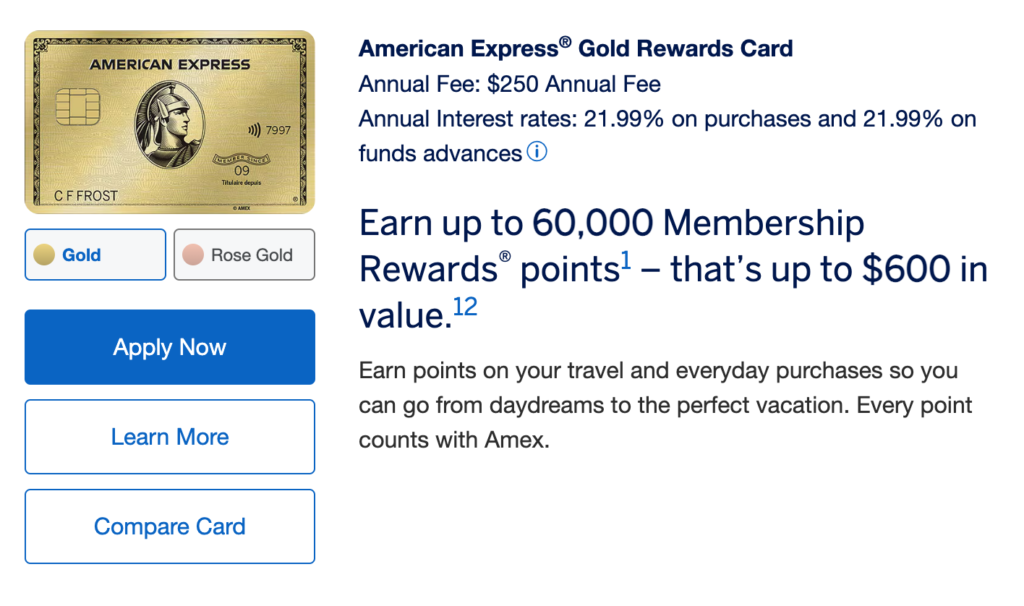 Sign Up Bonus on the American Express Gold Card